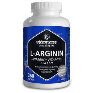 vitamaze L-ARGININ 750 mg + Piperin + Vitamine 360 St Kapseln Produktbild