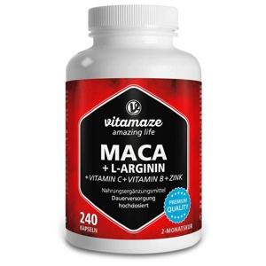 vitamaze MACA 4:1 HOCHDOSIERT + L-Arginin 240 St Kapseln Produktbild