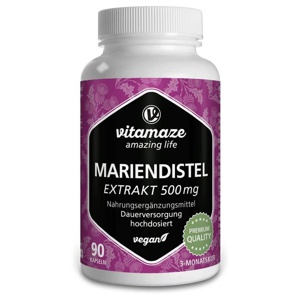 vitamaze MARIENDISTEL 500 mg Extrakt hochdosiert 90 St Kapseln Produktbild