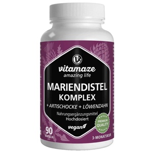 vitamaze MARIENDISTEL KOMPLEX + ARTISCHOCKE + LÖWENZAHN 90 St Kapseln Produktbild