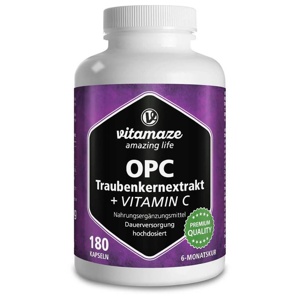 vitamaze OPC TRAUBENKERNEXTRAKT + Vitamin C 180 St Kapseln Produktbild