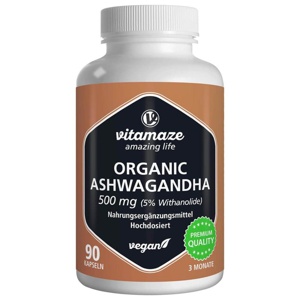 vitamaze ORGANIC ASHWAGANDHA 500mg 90 St Kapseln Produktbild