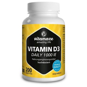 vitamaze VITAMIN D3 1.000 I.E. daily vegetarisch 200 St Tabletten Produktbild