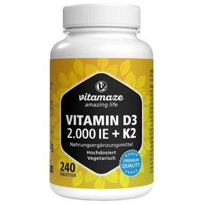 vitamaze VITAMIN D3 2.000 I.E. + K2 240 St Tabletten Produktbild