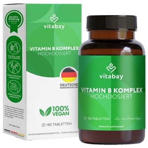 Vitamin B KOMPLEX Biotin B6 B5 B1+B12 vegan Tabl. Produktbild