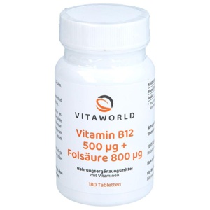 VITAMIN B12 500 μg+Folsäure 800 μg Tabletten Produktbild