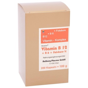 Vitamin B12 + B6 + Folsäure Komplex N Kapseln, 200 St Kapseln Produktbild