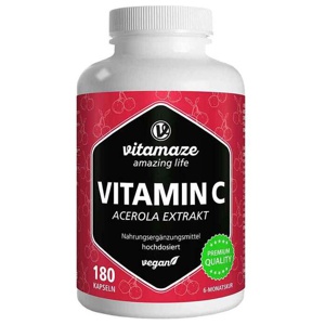 VITAMIN C 160 mg Acerola Extrakt pur vegan Kapseln Produktbild