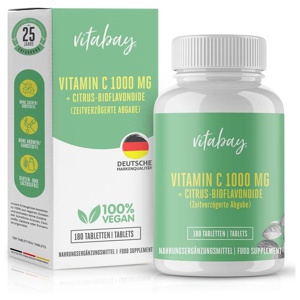 Vitamin C + Bioflavonoide 1000 mg vegan hochdosiert, 180 St Tabletten Produktbild