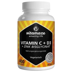 Vitamaze Vitamin C + D3 +Zink Bisglycinat vegetarisch Produktbild