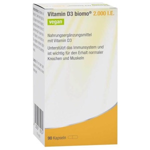 Vitamin D3 Biomo 2.000 I.E. vegan Hartkapseln, 90 St Hartkapseln Produktbild