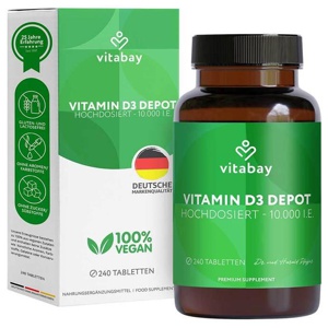 Vitamin D3 Depot 10.000 I.E. Cholecalciferol vegetarische Tabletten, 240 St Tabletten Produktbild