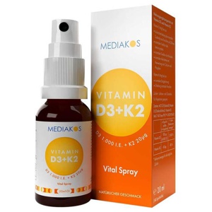 Vitamin D3 + K2 1000 I.E. 20 µg Mediakos Vital Spray, 20 ml Spray Produktbild