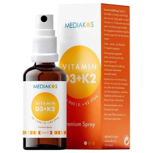 Vitamin D3 + K2 1000 I.E. 20 µg Premium Spray, 20 ml Spray Produktbild