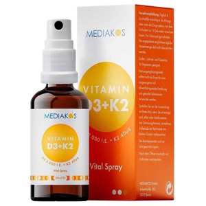 Vitamin D3 + K2 2000 I.E. 40 µg Mediakos Vital Spray, 20 ml Spray Produktbild