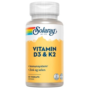 Solaray Vitamin D3 & K2 - 60 kaps. produktbillede