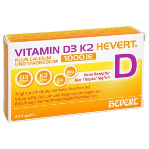 VITAMIN D3 K2 HEVERT 1000 I.E. 60 St Kapseln Produktbild