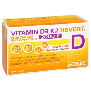 VITAMIN D3 K2 HEVERT 2000 I.E. 120 St Kapseln Produktbild