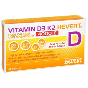 VITAMIN D3 K2 HEVERT 4000 I.E. 60 St Kapseln Produktbild