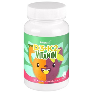 Vitamin D3+K2 Kinder Kautabletten Vegan 120 St Kautabletten Produktbild