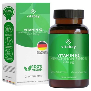 Vitamin K2 200 μg MK-7 vegan Tabletten Produktbild