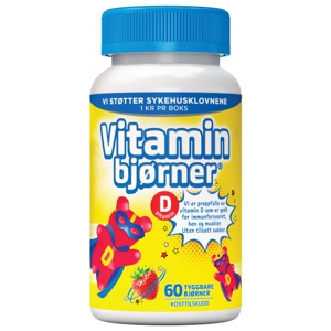 Vitaminbjørner D-vitamin tyggbare bjørner jordbær 60 stk produktbilde