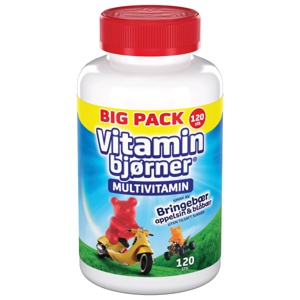 Vitaminbjørner Multivitamin Tyggbare bjørner Big Pack, Bringebær. appelsin & blåbær, 120 stk. produktbilde