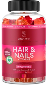 VitaYummy Hair & Nails Raspberry 90 stk produktbillede