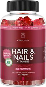 VitaYummy Hair & Nails Vitamins Raspberry 90 gummies produkt bild