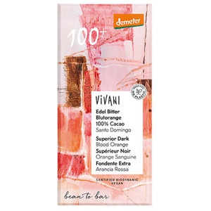 Vivani 100 % Mørk Chokolade M. Appelsin Økologisk Demeter   90 g produktbillede
