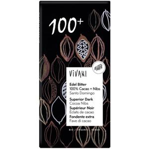 Vivani Mörk choklad 100% med kakaonibs 80 g produkt bild