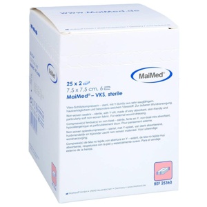 VLIES-SCHLITZKOMPRESSEN steril 7,5x7,5 cm 6fach Produktbild