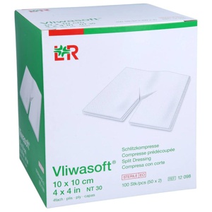 VLIWASOFT Schlitzkompressen 10x10 cm steril 4lagig Produktbild