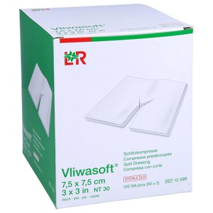 VLIWASOFT Schlitzkompressen 7,5x7,5 cm steril 4l. Produktbild