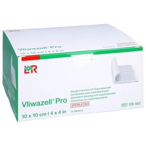 VLIWAZELL Pro superabsorb.Kompr.steril 10x10 cm Produktbild