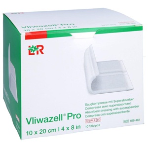 Vliwazell Pro superabsorb. steril 10x20 cm ToRa Pharma 10 Stück Produktbild