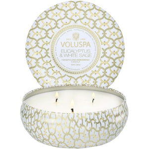 Voluspa 3-Wick Tin Candle Eucalyptus & White Sage 340 g produktbillede
