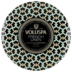 Voluspa French Linen 3-Wick Tin Candle 40h produktbilde