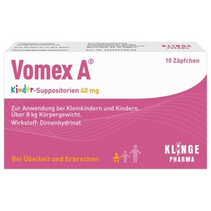 Vomex A Kinder-Suppositorien 40 mg Zäpfchen, 10 St Produktbild