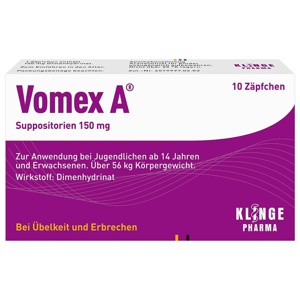 Vomex A Suppositorien 150 mg Zäpfchen, 10 St Produktbild