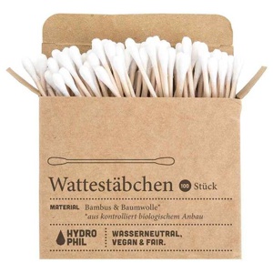 Wattestäbchen aus Bambus & Bio-Baumwolle Hydrophil, 100 St n.v. Produktbild