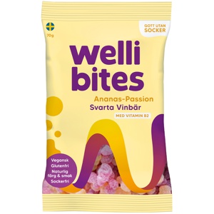 Wellibites Ananas Pasjonsfrukt og Solbær B2 produktbilde