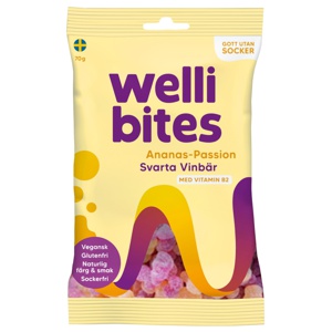 Wellibites Ananas-Passion & Svarta Vinbär 70g produkt bild