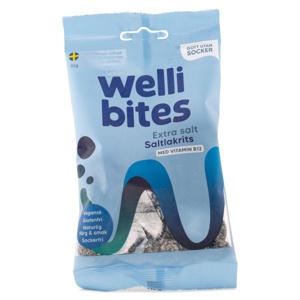 Wellibites Extra Salt Saltlakrids 70 g produktbillede