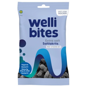 Wellibites Extra Salt Saltlakrits 70 g produkt bild