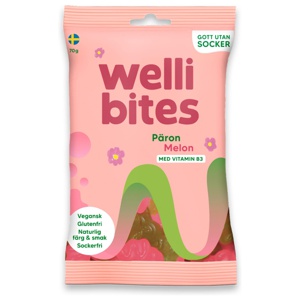 Wellibites Päron & Melon, 70 g produkt bild