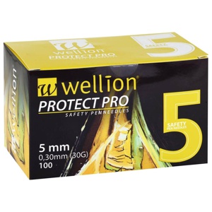 WELLION PROTECT PRO Safety Pen-Needles 30 G 5 mm 100 St Kanüle Produktbild
