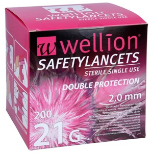 WELLION Safetylancets 21 G 2 mm Sicherheit.Lanz. Produktbild