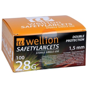 Wellion Safetylancets 28 G Sicherheitseinmallanz. 100 St Lanzetten Produktbild
