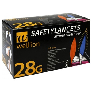 Wellion Safetylancets 28 G Sicherheitseinmallanz. Produktbild